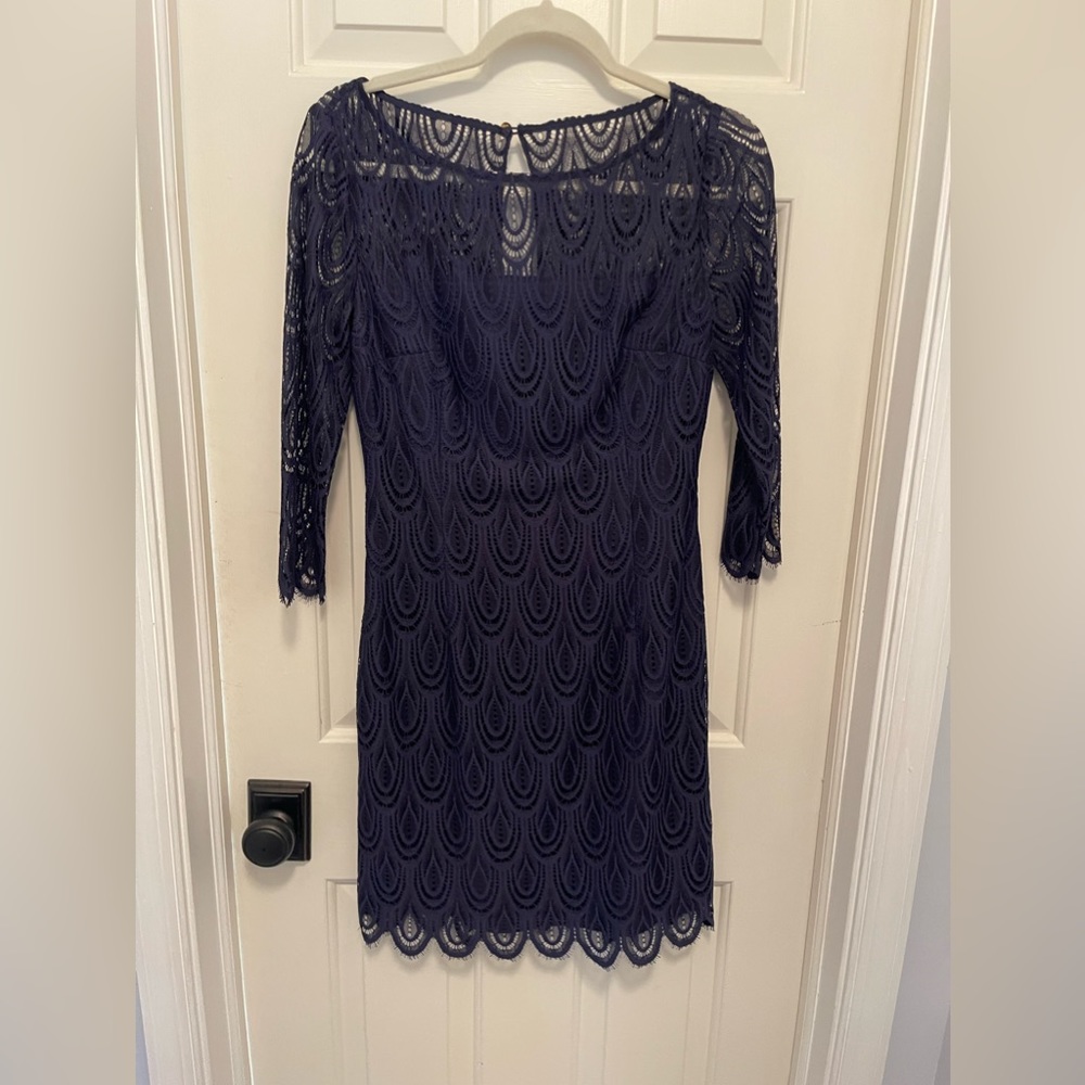 Lilly Pulitzer navy blue lace cocktail dress, size 6